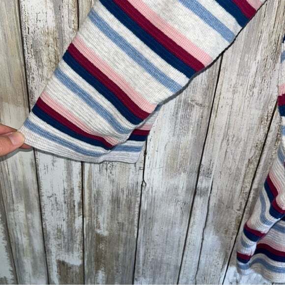 J. Jill Boat Neck Blue, Pink, & Red Striped Sweater - Picture 4 of 5